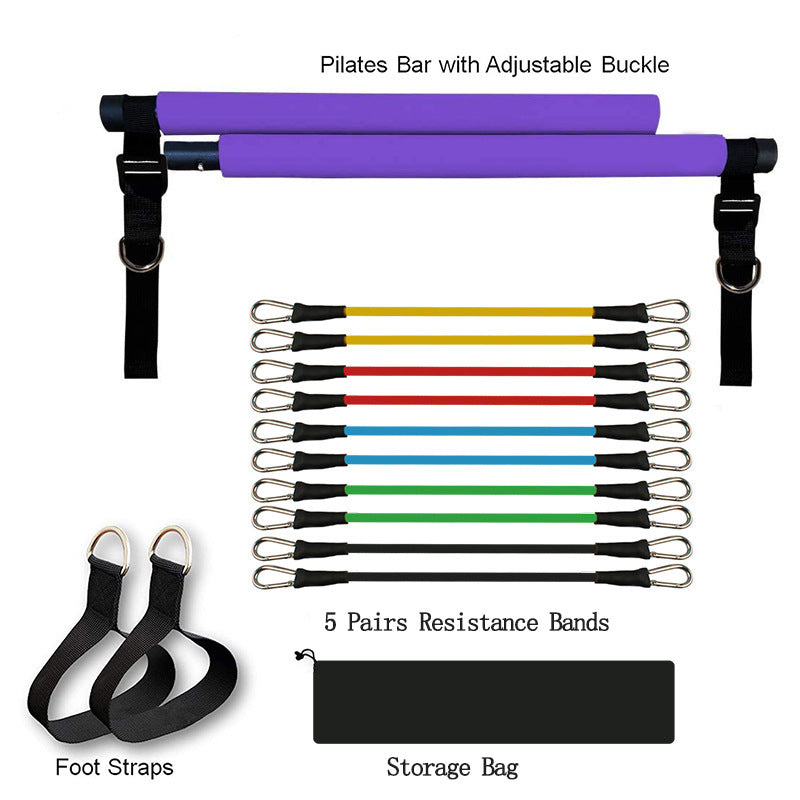 Fitness Yoga Pilates Bar Portable Gym Accessories Sport Elastic Bodybuilding Resistance Bands For Home Trainer Workout Equipment - Bellarte Enchanté Fitness Yoga Pilates Bar Portable Gym Accessories Sport Elastic Bodybuilding Resistance Bands For Home Trainer Workout Equipment